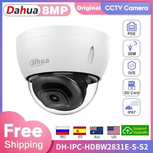 Dahua Original Security IP Camera Outdoor Webcam 4K 8MP Starlight Dome HDBW2831E-S-S2 POE IR30m Motion Detection SD Card IP67