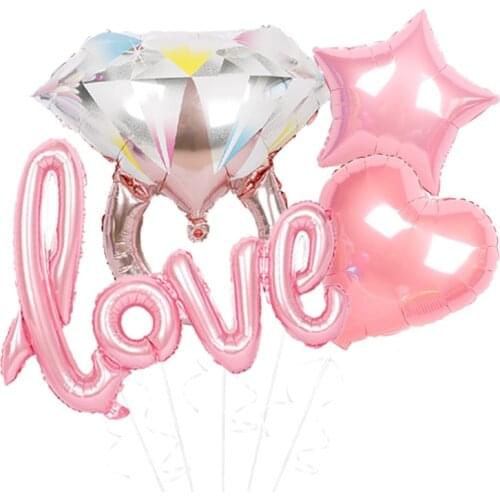 Confession Proposal Balloon Set Color Diamond Ring Aluminum Film Balloon LOVE Love Wedding Room Wedding Decoration