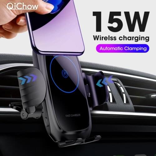 15W Qi Fast Wireless Car Charger Automatic Clamping Charging Car Phone Holder For iphone X XR XS Max Samsung S8 9 10 Plus Xiaomi