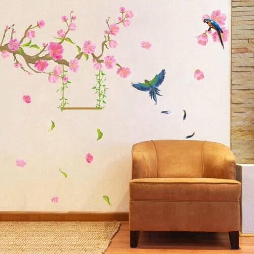 Beautiful Birds On Tree Flower Wall Stickers For Bedroom Living Room Decoration Creative Wall Mural Art Diy Home Decals