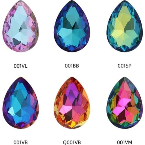 Swarovsky Fashion Crystals AB 10*14mm 3D Nail Art Long Water Drop Fancy Shaped Colorful Glass Stones For 3D Nails Art Decorati