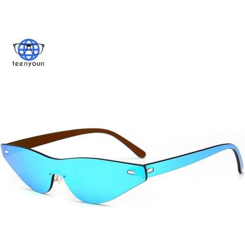 TEENYOUN Small Cat Eye Sunglasses for Women Men Brand Designer Personality Triangle Frame Sun Glasses Oculos de so Rivet glasses
