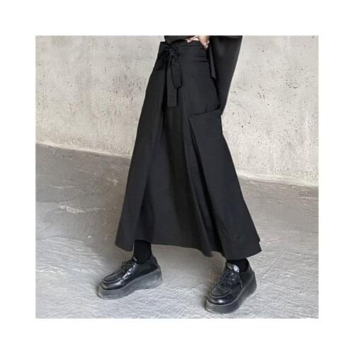 Spring 2021 dark black irregular warrior dress, Unisex design, loose-fitting, niche hemline