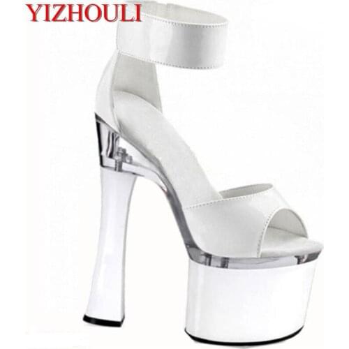 7 inch platform Hand Made High Heel Shoes ankle back strap women sandals 18cm dress shoes Beautiful wedding shoes