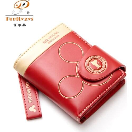 Prettyzys Female Wallet Mickey Design Fashion Hasp Zipper Coin Pocket Womens PU Leather Purse for Credit Cards carteras mujer