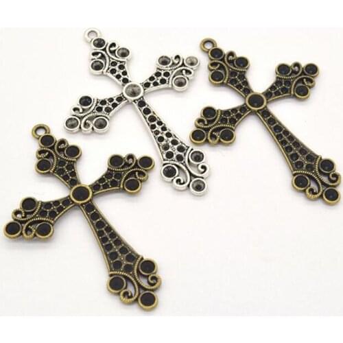 10pcs Vintage Alloy Charms Pendant Antique Bronze/ Antique Silver Crosses Charm Fit Bracelets Necklace DIY Jewelry Making