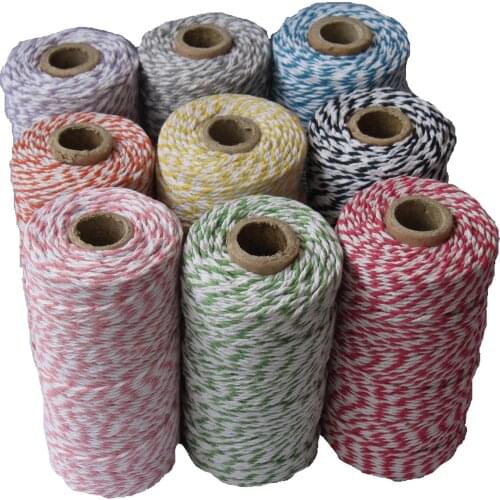 2 Pcs/lot 42 color Cotton bakers Twine 12ply cotton twine cotton twisted rope 100meter spool for DIY Packing