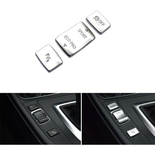 3pcs Car Styling ABS Chrome Interior Center Gear Shift Left Side Switch Button Cover Trim Stickers For BMW 1 2 3 4 Series 3GT