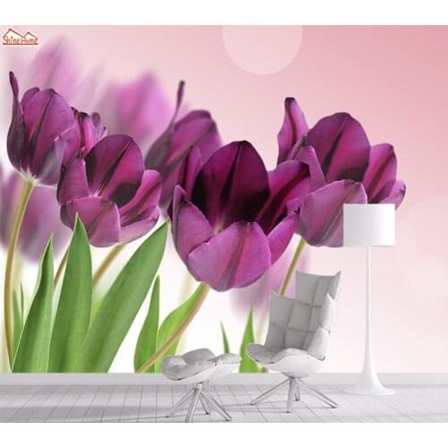 Tulip Flower 3d Nature Mural Wallpaper Wallpapers for Living Room Custom Embossed Wall Paper Papers Home Decor Walls Murals Roll