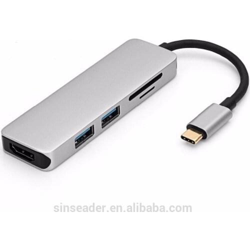5 in1 Type C Multiport for macbook with card reader SD and TF, 4K HDMI and data 3.1 Type C docking adapter USB C HUB
