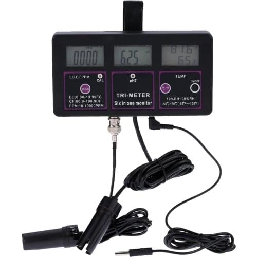 6 in 1 ph meter Water Quality Tester Monitor Multi-parameter aquarium Water Meter Digital RH / EC / CF / TDS(PPM) / TEMP meter