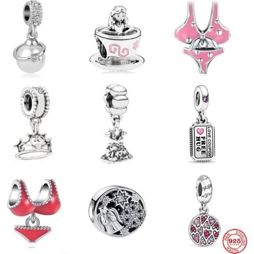 Hot Sale Angel Skirt Crown Swimsuit Bead Pendant Charm Fit Pandora Original Sterling Silver 925 Bracelet For Women Jewelry Gift