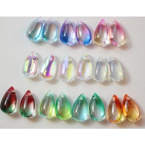 New 50pcs/lot 8*14mm Colour laser luster effect geometry water drop shape glass beads diy jewelry earring/bracelet accessory