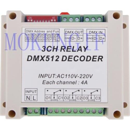 Fast shipping 6pcs 3CH dmx512 relay Controller,3CH RELAY OUTPUT DMX512 relay decoder,WS-DMX-RELAY-3CH-220 AC1110-220V input