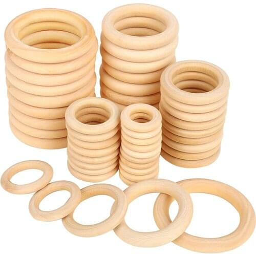 10CM/5PC Natural Wood Circle DIY Crafts Wooden Ring Home Decorations Wall Hanging Ornament Baby Teething Wooden Toy Accessories