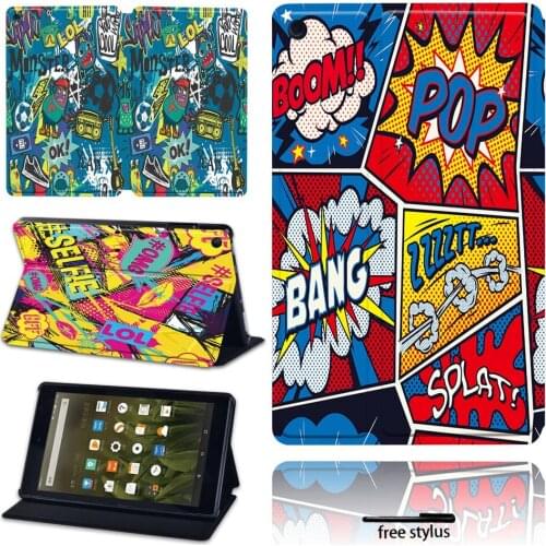 Leather Pu Case Cover for Amazon Fire 7(5th 7th 9th)/HD 8(6th 7th 8th 10th)/ HD 10(5th 7th 9th) with Alexa Tablet Case