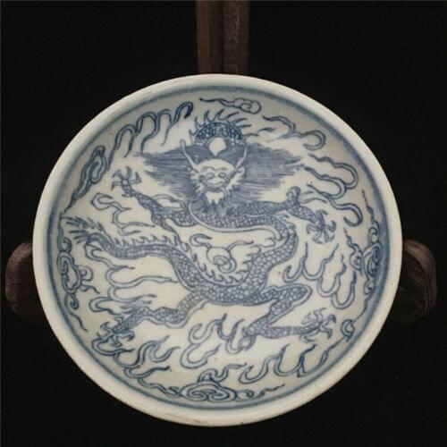 China Old Hand-painted Blue-and-white Pottery Porcelain Chinese Food Plates