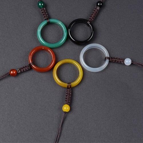 Agate Chalcedony Ring Mobile Phone Chain Mens and Womens Lovers Ring Multi Color Mobile Phone Chain Key Chain 5 Colors