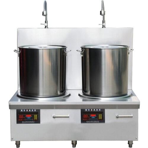 Commercial Soup Ctove Double Head 15KW Electromagnetic 8-Speed Temperature Control Induction Cooker Kitchen Fried Stove Canteen