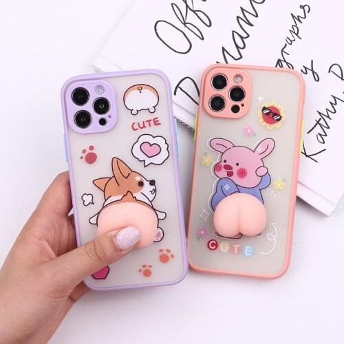 Creative 3D Cartoon Pinch Smartphone Case For iphone 11 12 Pro Max MiNi X XR XS 7 8 Plus Matte Camera Lens Protect Phone Coque