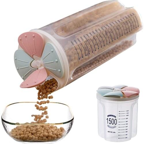 Kitchen Sealed Storage Box Cereal Dispenser Food Storage Tank Rotating Dry Food Cups Container Case Flour Grain Storage Bottle