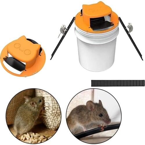 Cat Head Reusable Smart Mouse Rat Trap Plastic Flip N Slide Bucket Lid Door Style Mousetrap Tools for Outdoor Indoor