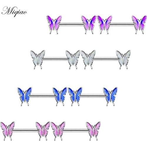 Miqiao 2pcs Hot Selling Sweet Multicolor Butterfly Breast Ring Body Piercing Jewelry