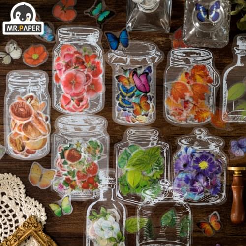 Mr.Paper 8 Design PET Sticker Bag All Things In The Bottle Series Decoration Sticker Diary Decoration DIY Sticker Bag