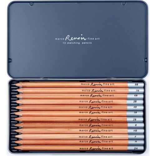 12 pcs/set Professional Sketch Drawing Pencil Set HB H 2B F 2H 3B 4B 5B 6B 7B 8B B Painting Pencils Stationery Supplies