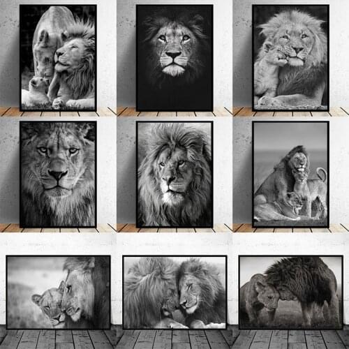 African Wild Animal Lion Family Lion Head Canvas Paintings Poster Print Cuadros Wall Art for Living Room Home Decor