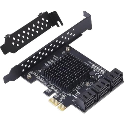 NEW Add On Card PCI-E/PCIE SATA Card PCI Express SATA 3 PCIE to SATA 3.0 Card 6 Port SATA3 PCIE X1 Card with Low Profile Bracket