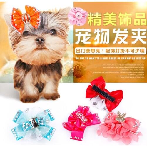 Wholesale pet accessories cat hair clips Noble princess wind pet bowknot duckbill clip The cat hair clips 24pcs