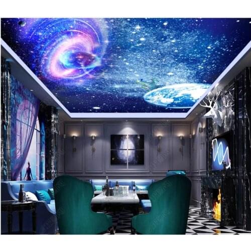 Custom ceiling wallpaper for walls 3 d zenith murals Beautiful High-end starry sky, stars and universe ceiling mural decor