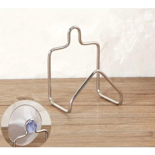Portable Suction Cup Stainless Steel Drain Rack Cleaning Cloth Shelf Dish Drainer Sponge Holder Sink Rack Kitchen Accessories