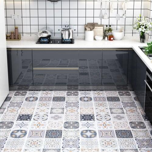 Pvc Kitchen Waterproof Non-Slip Wear-Resistant Home Toilet Bathroom Floor Renovation Papel De Pared Stickers Vinyl Wallpapers
