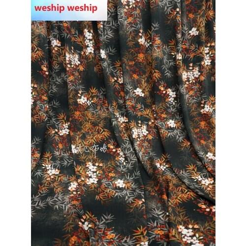 Twill cotton soft dress ink painting bamboo Satin silk fabric Satin de soie Satén шелк hanfu cloth DIY patchworkbag