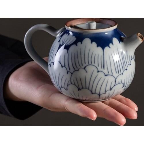 Blue-and-White Teapot Japanese Stoneware Cup Kung Fu Tea Household Ceramics Queen Sancai Cup Ceramic Tea Pot Tea Set Siteel