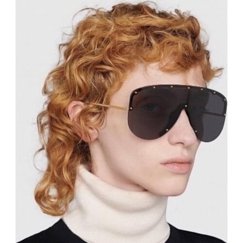 Oversized Rimless Shield Visor Mask Sunglasses For Women Men Windproof Sun Glasses One Peice Big Frame Black Shades Sport UV400