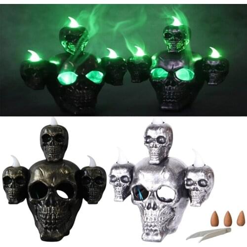 Led Lamp Halloween Smoke Horror Skull Head Lamp Realistic Eyeball String Light Halloween Decor Props Candle Light Party Supplies