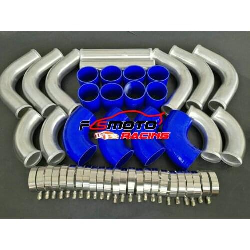 Universal 2" INCH OD 51mm 12 PCS Aluminum Intercooler Turbo Piping Pipe + T-Clamp + Silicone Hose RED / BLUE / BLACK