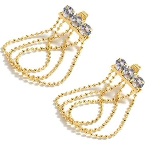 AENSOA 2021 Fashion Crystal Tassel Drop Earrings for Women Vintage Jewelry Korea Exquisite Party Wedding Bridal Dangle Earring