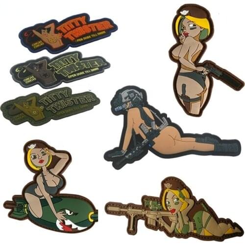 Sexy Fashion Girl Badges PVC Rubber Hook Patches Army Military Armbands Tactical Clothes Accessories Patch for Jackets Backpacks