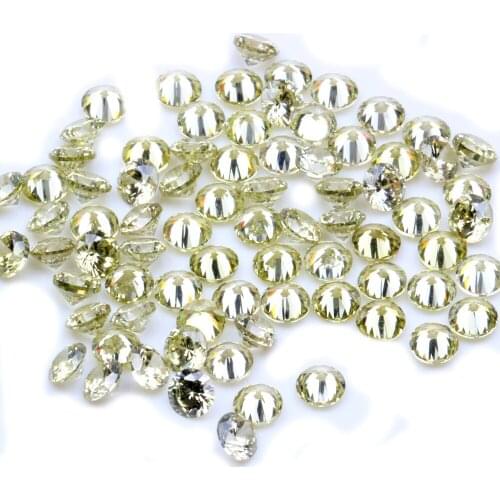 1000pcs AAAAA+ 0.8-4mm CZ Stone Round Cut Beads Light Yellow Color Cubic Zirconia Synthetic Gems For Jewelry