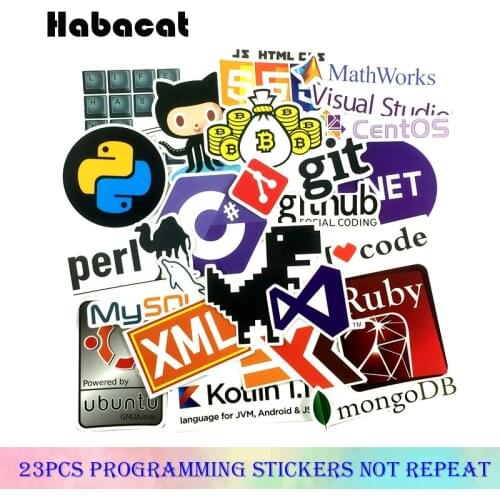 23Pcs/Pack Programming Java C++ Graffiti Stickers For Motorcycle Skateboard Refrigerator Laptop PVC Waterproof Mouse office desk