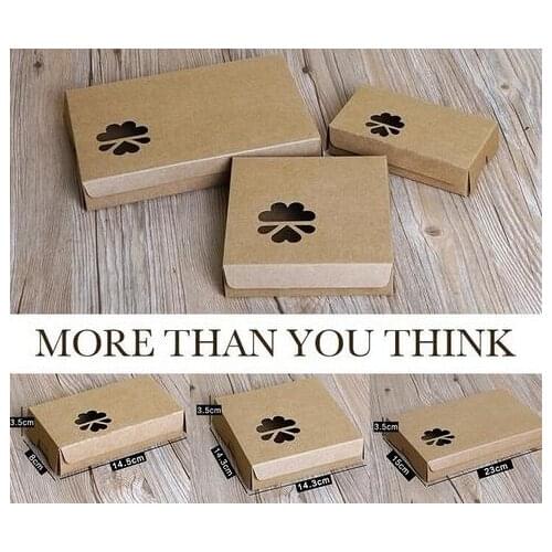 3 sizes Flat brown kraft gift box with window,hair extension packaging box, kraft paper cardboaed box for packing