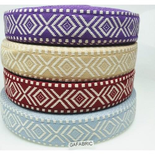 4 cm Width Cotton Webbing Geometric Pattern Curtains Home Textile Clothing Bags Strap Lace DIY Sewing Material Accessories 1Yard