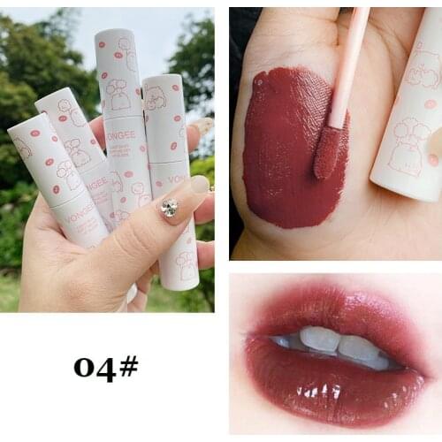 VONGEE velvet matte liquid lipstick cute white appearance long lasting waterproof dark red orange lip gloss AC261