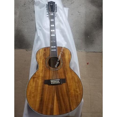 Free shipping 12 string koa wood custom guitar electric guild acoustic guitar jumbo body vintage full koa guitar