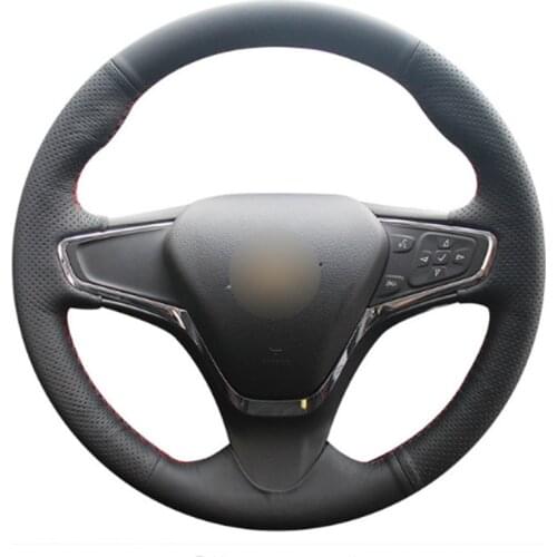 DIY Sewing-on PU Leather Black Suede Steering Wheel Cover Exact Fit For Chevrolet Cruze 2015 Volt 2016 2017
