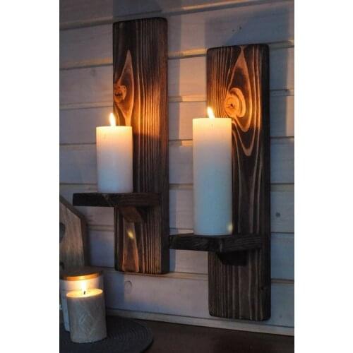 Wooden Candle Holder 2 Pcs